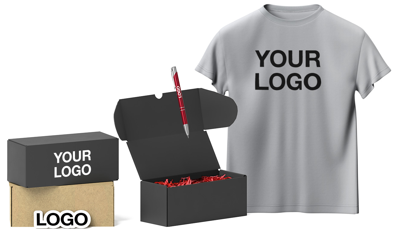 Example Merch Pack Box Branded Merch Packs with Logo, Welcome S Merch Pack